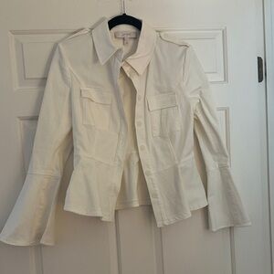Elegant White Flared Sleeve Blazer